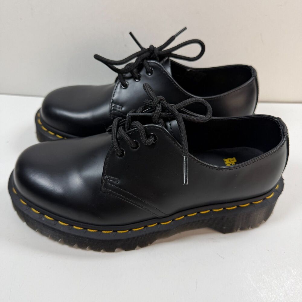 Dr Martens 1461 Bex Smooth Leather Platform Oxford Shoes Black Womens Sz 7 /  M6